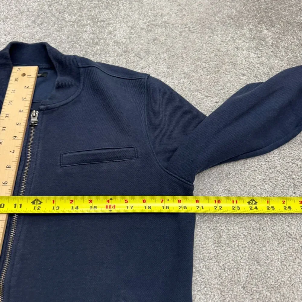 Banana Republic Full Zip Knit Bomber Jacket Men Medium Navy Blue Cotton Blend